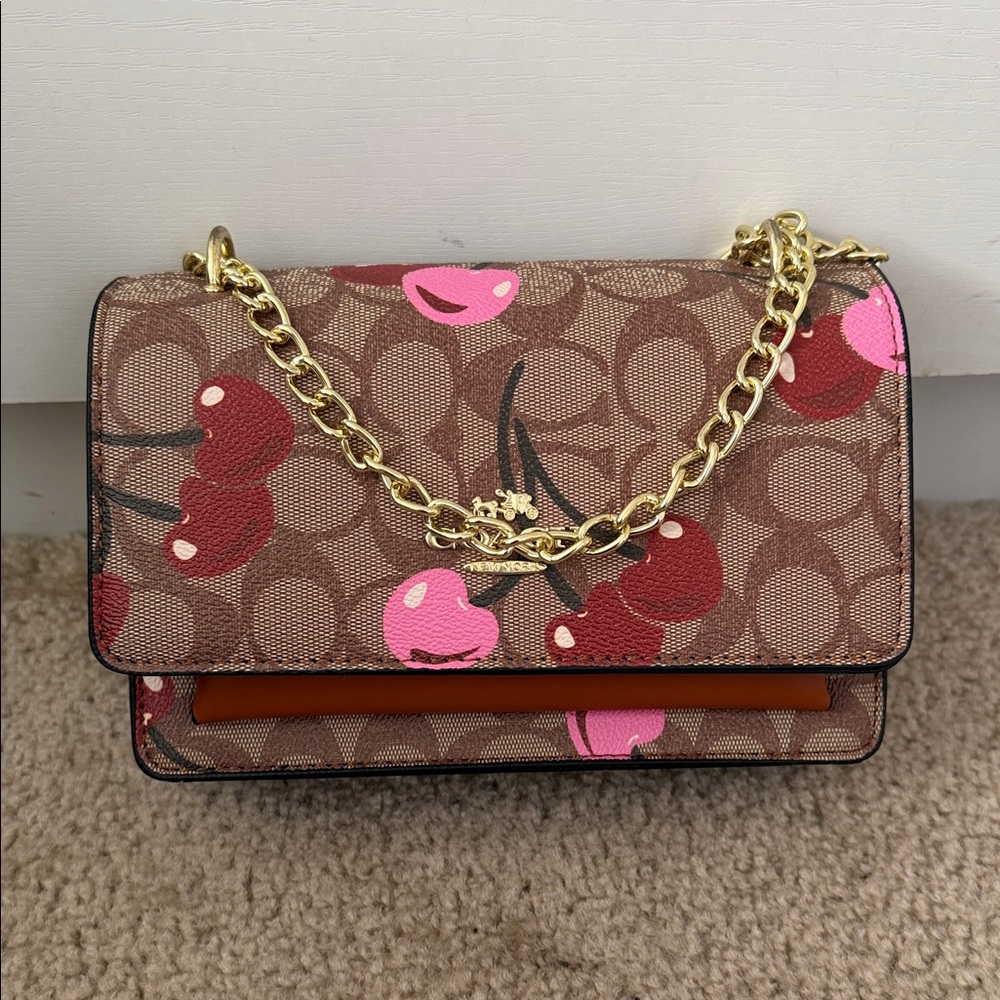 Cherry Print Chain Shoulder Bag